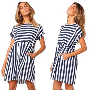 NEW Blue White Stripe Dress